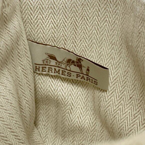 Auth HERMES Houlbi 25 - Natural Fauve Toile chevron Veau Barenia D Pouch - Picture 7 of 7